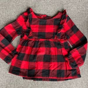 Carters 4t Buffalo Plaid ruffle sleeve top